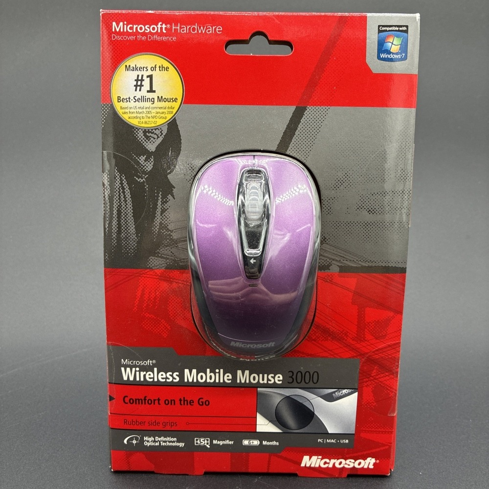 Microsoft Wireless Mobile Mouse 3000 Purple Wireless USB Optical 4-Button